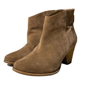 Splendid Fine Leather Booties Tan With Block Heel Women's Size 8.5